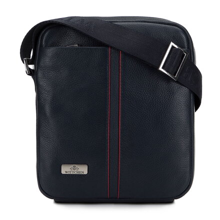 Męska listonoszka skórzana z przeszyciem na środku 98-4U-900-7