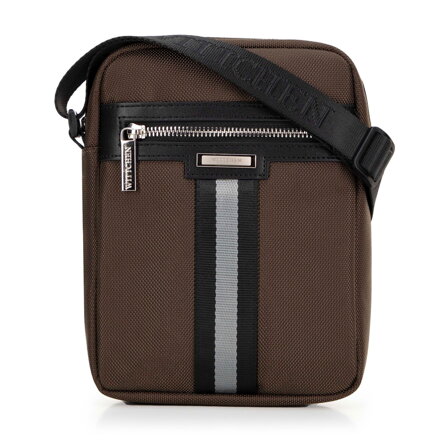 Pánska crossbody taška s dekoratívnou stuhou zelená 100-4U-905-Z
