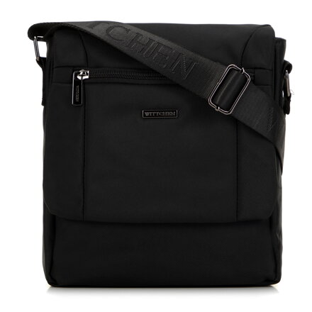 Pánska crossbody taška s klopou čierna 99-4P-206-1