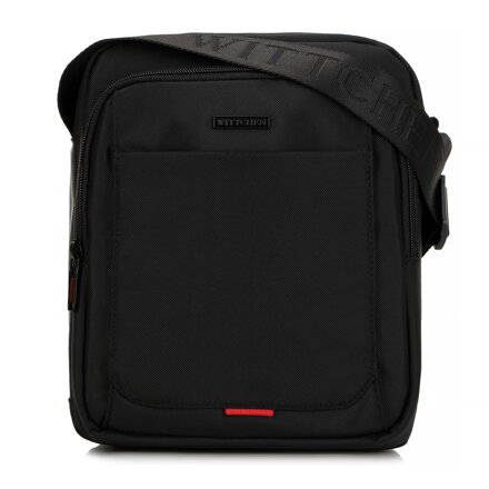 Pánska crossbody taška s kontrastnými akcentmi čierno-červená 99-4P-213-1