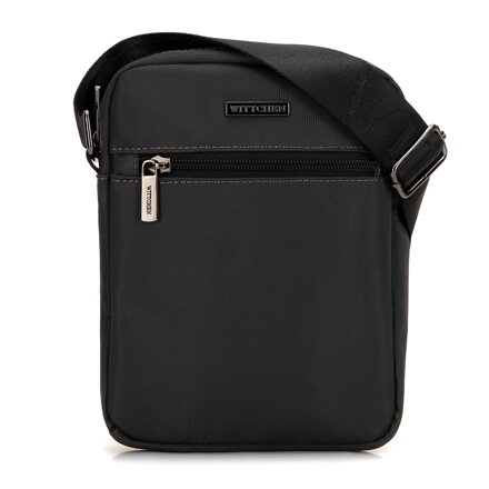 Pánska crossbody taška s nastaviteľným pásom a logom grafitová 99-4P-212-4