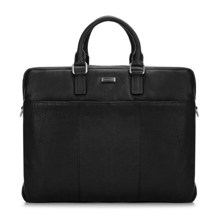 Męska torba na laptopa 15,6” skórzana z podwójnym obszyciem czarna 97-3U-006-1