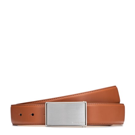 Męski pasek skórzany z pełną klamrą jasny brąz 102-8M-114-5