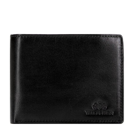 Męski portfel skórzany z praktycznym panelem na karty czarny 21-1-046-L10