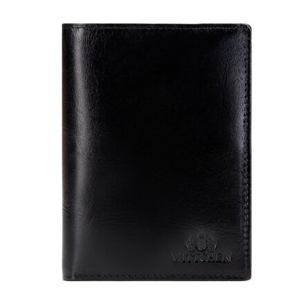 Męski portfel ze skóry naturalnej pionowy czarny 21-1-020-L10