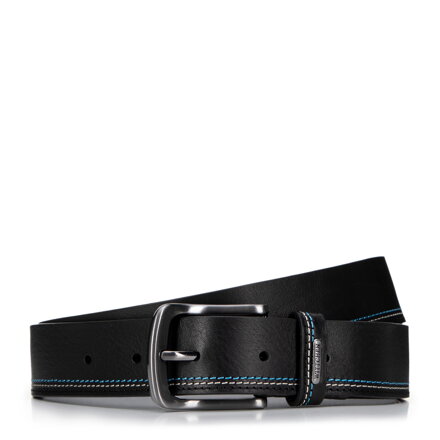 Męski skórzany pasek z przeszyciami granatowy 99-8M-101-17