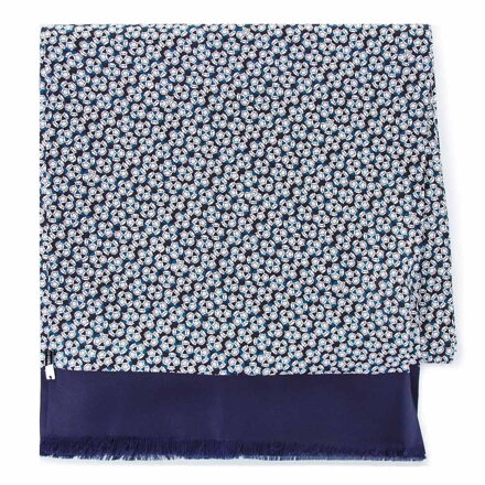 Męski szal z jedwabiu granatowo-zielony 93-7M-S41-6