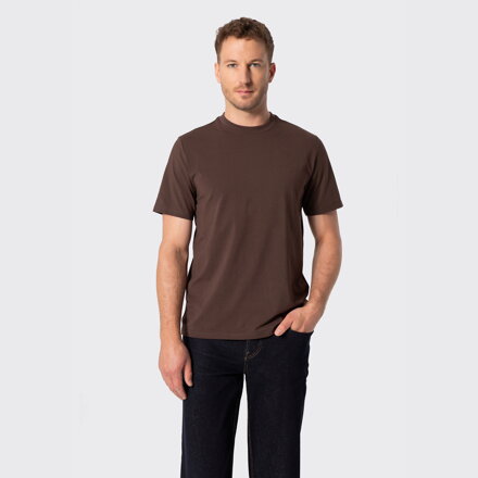 Męski T-shirt z merceryzowaną bawełną ciemny brąz 29-99-150-4