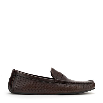 Męskie półbuty slip-on ze skóry brązowe 100-M-504-4