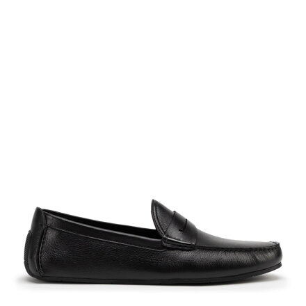 Męskie półbuty slip-on ze skóry naturalnej czarne 100-M-505-1