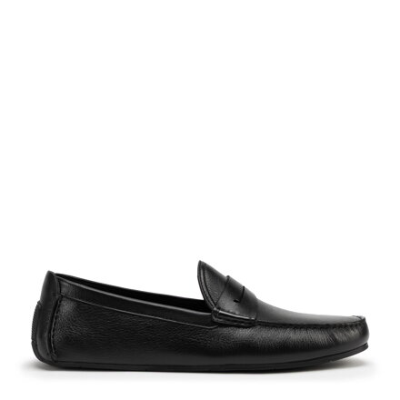 Męskie półbuty slip-on ze skóry naturalnej czarne 100-M-505-1