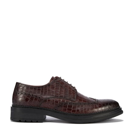Męskie półbuty ze skóry croco bordowe 95-M-504-3