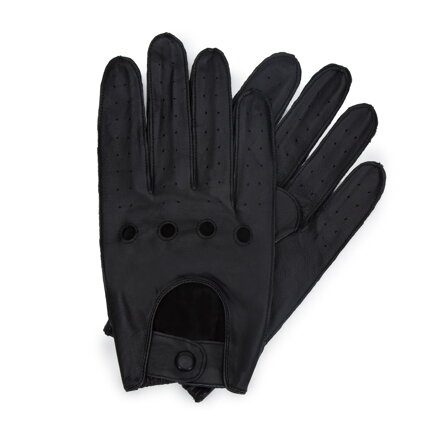 Męskie rękawiczki skórzane samochodowe czarne 46-6A-001-1