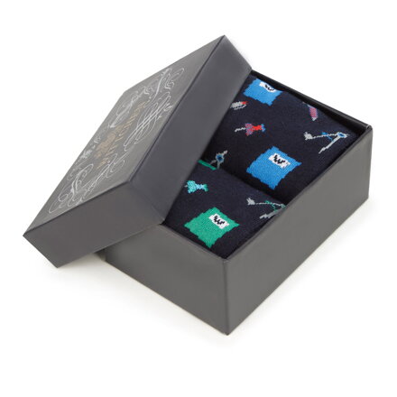 Męskie skarpetki we wzór cyrkli – zestaw 2 par 93-SK-002-X1