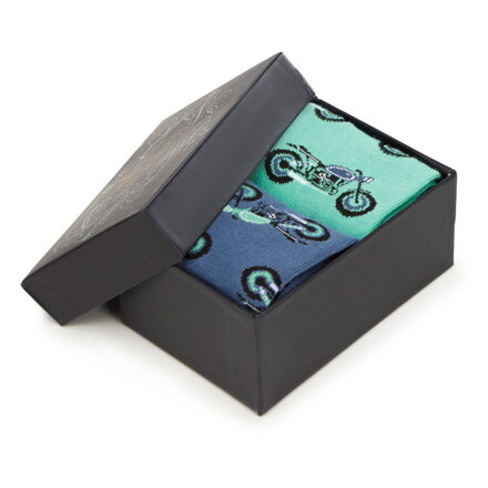 Męskie skarpetki we wzór motocykli – zestaw 2 par 93-SK-001-X1