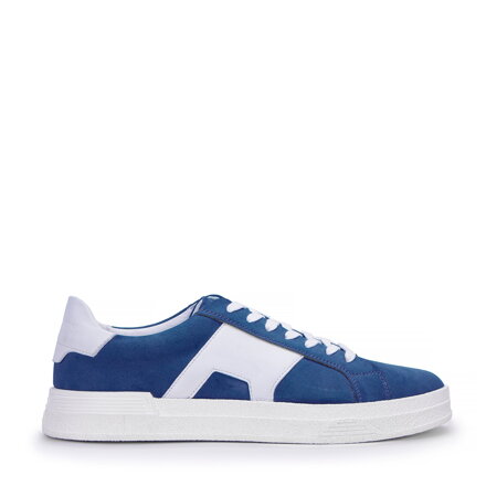 Męskie sneakersy z kontrastową podeszwą granatowe 99-M-712-N