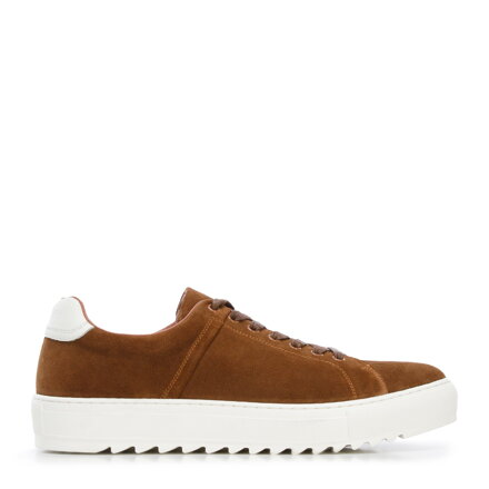 Męskie sneakersy zamszowe na grubej podeszwie brązowe 96-M-709-5