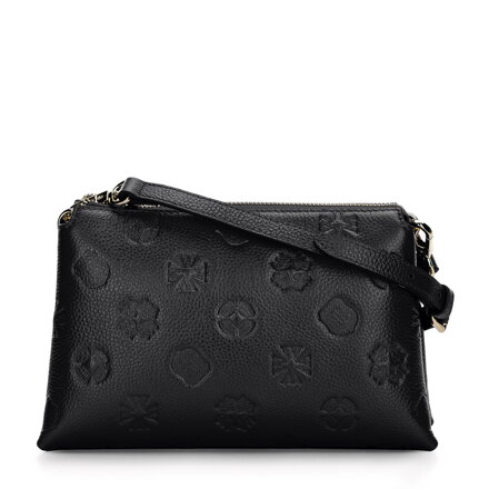 Minitorebka skórzana tłoczona w monogram dwukomorowa czarna 97-4E-627-1