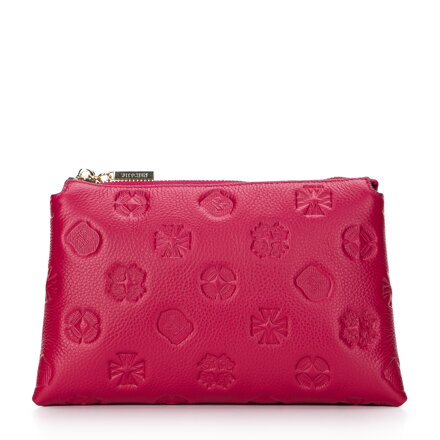 Minitorebka skórzana tłoczona w monogram dwukomorowa różowa 97-4E-627-P