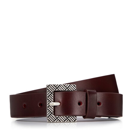 Damski pasek skórzany z klamrą w geometryczny wzór wiśniowy 99-8D-119-33 Damski pasek skórzany z klamrą w geometryczny wzór wiśniowy 99-8D-119-33