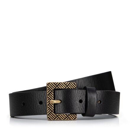 Damski pasek skórzany z kontrastową klamrą czarny 99-8D-120-1 Damski pasek skórzany z kontrastową klamrą czarny 99-8D-120-1