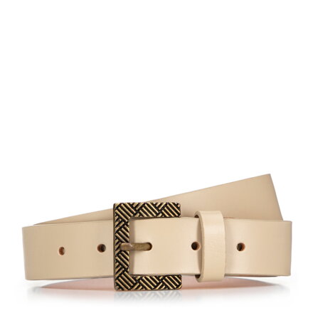 Damski pasek skórzany z kontrastową klamrą beżowy 99-8D-120-4 Damski pasek skórzany z kontrastową klamrą beżowy 99-8D-120-4