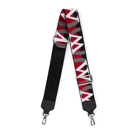 Pasek do torebki z wyszywanym logo czarno - czerwony 99-X-647-X2