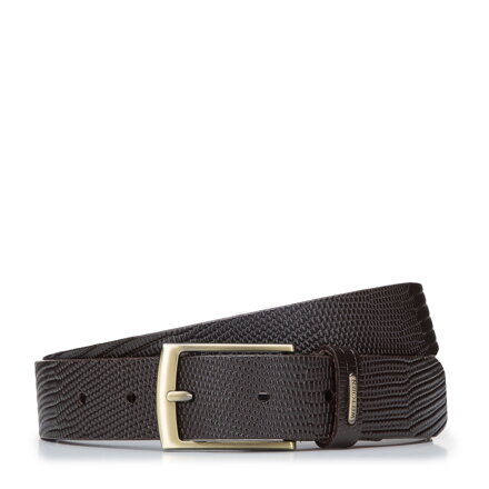 Męski pasek ze skóry o fakturze lizard ciemny brąz 94-8M-914-5