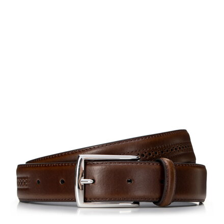 Męski pasek skórzany z perforacjami ciemny brąz 99-8M-112-4