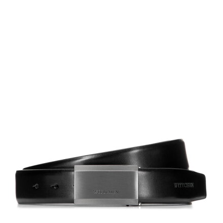 Męski pasek z gładkiej skóry naturalnej czarny 101-8M-214-1