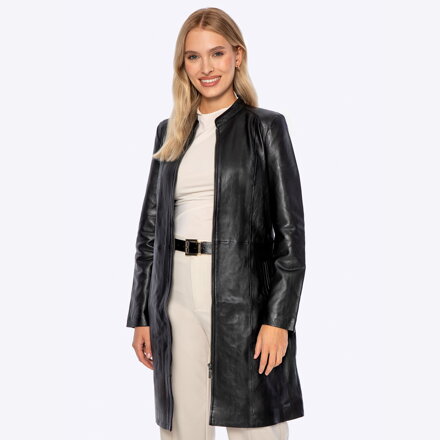 Płaszcz ze skóry naturalnej owczej czarny 101-09-400-1