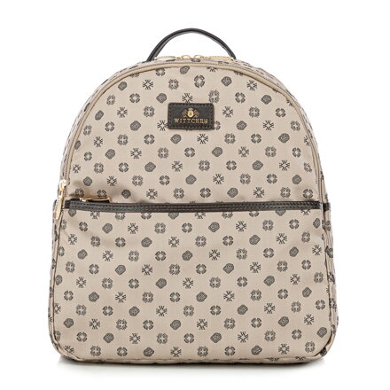 Plecak damski półokrągły elegancki w monogram beżowy 98-4E-901-8