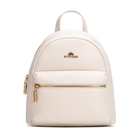 Dámsky ruksak z prírodnej kože so zrnitou štruktúrou krémový 102-4E-623-0