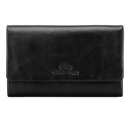 Damski portfel ze skóry prosty czarny 26-1-442-1