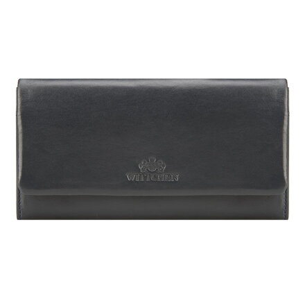 Damski portfel ze skóry podłużny z tłoczonym logo 26-1-443-N