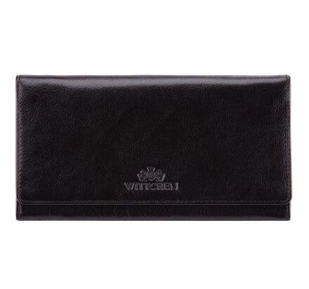Dámska kožená peňaženka čierna na zips 21-1-322-1