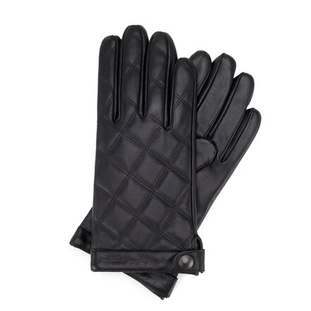 Męskie rękawiczki ze skóry pikowane czarne 44-6A-710-1