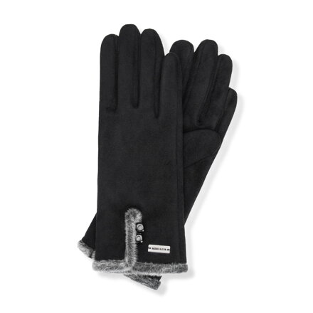 Rękawiczki z delikatnym sztucznym futerkiem czarne 39-6P-052-1