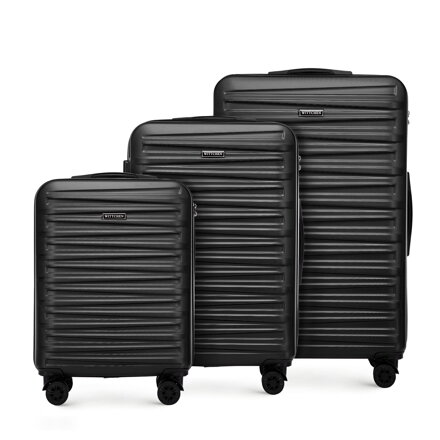 Zestaw walizek z ABS-u w poziome tłoczenie czarny 56-3A-00S-11