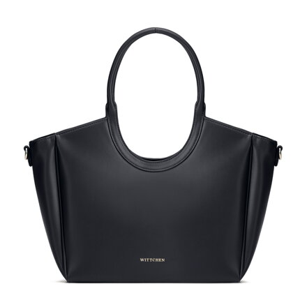 Dámska nákupná kabelka zo syntetickej kože s okrúhlymi rúčkami čierna 102-4Y-904-1