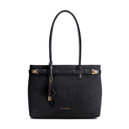 Čierna shopper kabelka Wittchen s imitáciou semišu 104-4Y-508-1
