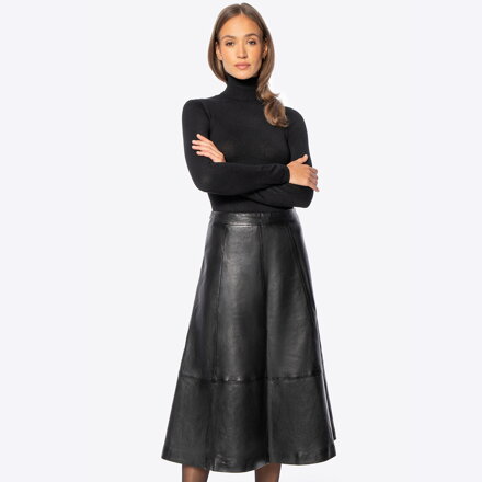 Skórzana spódnica midi czarna 29-09-402-1