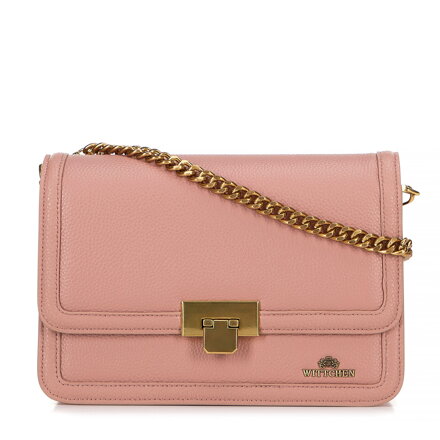 Skórzana torebka crossbody z łańcuszkiem różowa 100-4E-206-P