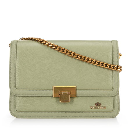 Skórzana torebka crossbody z łańcuszkiem zielona 100-4E-206-Z