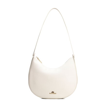 Veľká krémová kožená kabelka cez rameno 100-4E-209-0