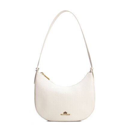 Kožená bagetová kabelka krémová 100-4E-210-0