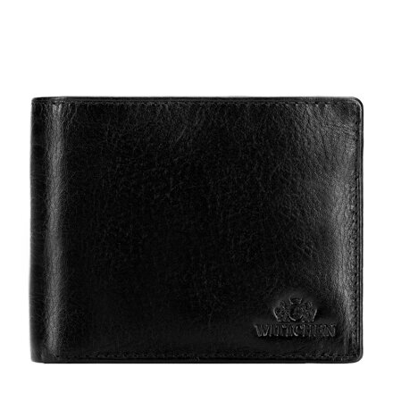 Skórzany męski portfel z rozkładanym panelem na karty czarny 21-1-040-L10