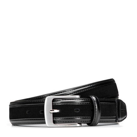 Skórzany pasek męski z połączeniem dwóch faktur czarny 101-8M-216-1