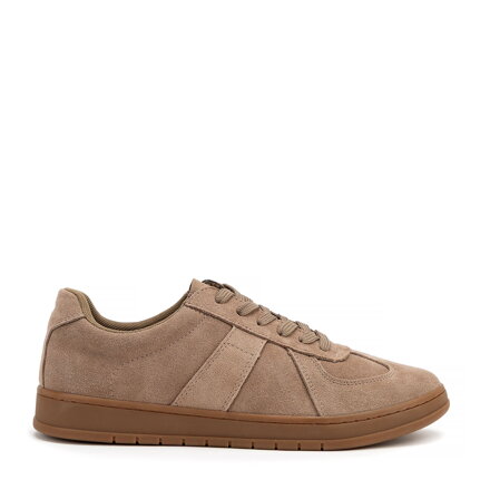 Sneakersy męskie ze skóry zamszowej ciemny beż 100-M-500-9