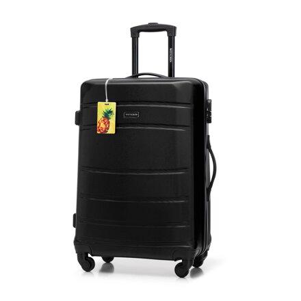 Średnia walizka z ABS - u żłobiona z identyfikatorem czarna 56-3A-652-10Z